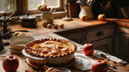 Apple pie freshly baked ready for eating
