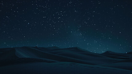 Abstract desert scene with smooth dunes under a starry night sky - obrazy, fototapety, plakaty