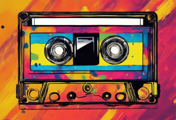 art pop music painting style Abstract background retro cassette Voka culture tech player texture element creative nostalgia trend artwork nostalgic old concept disco modern graphic