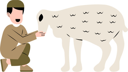 Muslim Man With Sheep Illustration