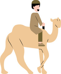 Muslim Man Riding Camel Illustration