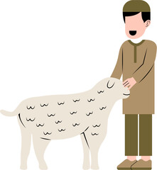 Muslim Man With Sheep Illustration