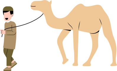 Muslim Man With Camel Illustration