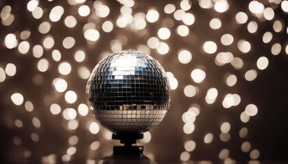 Silver Disco Ball facet grey money mirror dance club gold party sequined shiny sparkling background flier cardboard card poster evening festive competition night music musical year 70 80