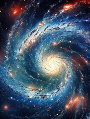 Spiral galaxy with bright yellow star in center