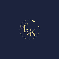luxury gold circle monogram letter design for wedding IK