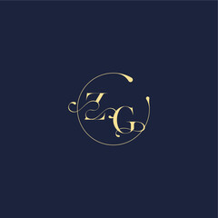 ZG letter design for wedding luxury gold circle monogram