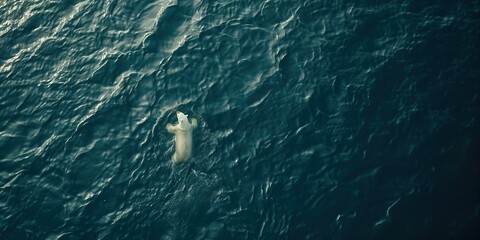 AI generated image, a photo of a polar bear swimming alone in the ocean, environment concept
