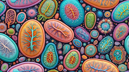 Various microorganism bacteria - obrazy, fototapety, plakaty