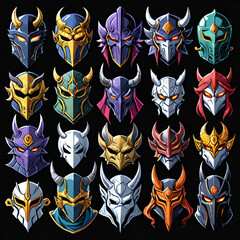 Retro game hero masks set