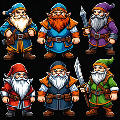 Retro style dwarfs set