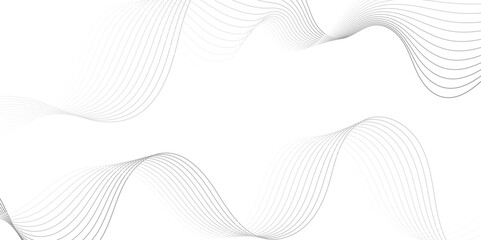 Abstract grey, white smooth element swoosh speed wave modern stream background. Wave with lines created using blend tool. Abstract frequency sound wave lines and twisted curve lines background. - obrazy, fototapety, plakaty