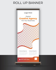 Creative and corporate business agency roll up banner layout with Colorful Design.
