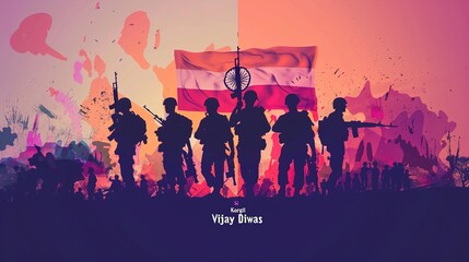 vector illustration of abstract concept for Kargil Vijay Diwas, banner or poster.26 JULY