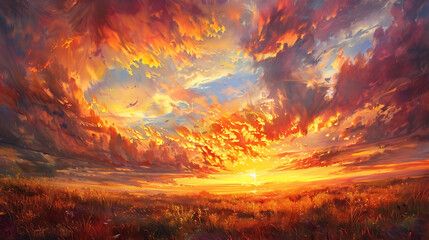 Cloudy sky at sunset dramatic nature scene sky background  - obrazy, fototapety, plakaty