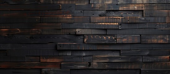 Background of dark wooden planks featuring a captivating design.
