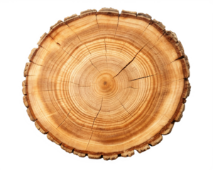 cut tree trunk isolated on transparent background cutout