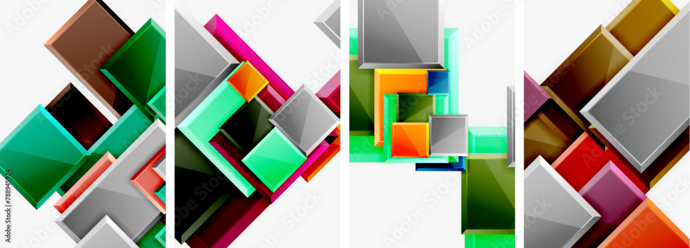 Aufkleber A visually striking composition of four vibrant rectangles in magenta, creating a symmetrical pattern on a white background, reminiscent of modern art