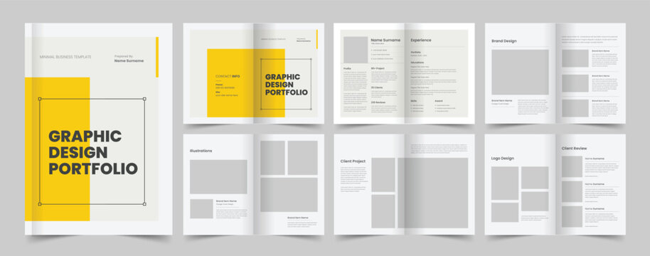 Creative Graphics Design Portfolio Layout Design, 12 Pages Design, Print