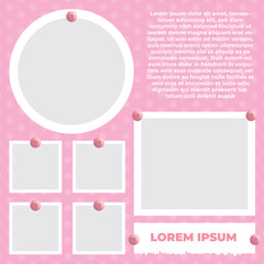 pink background with photo collage vector template