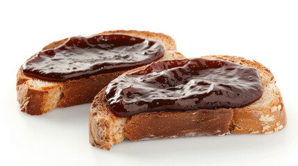 Fototapeta na wymiar a piece slice bread with chocolate jam isolated on a white background