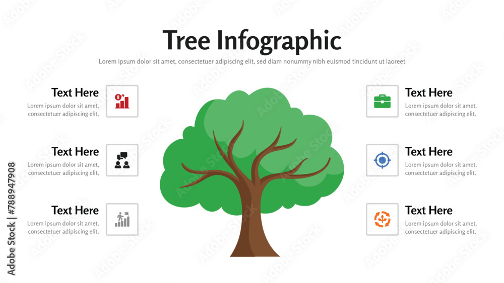 Wall mural tree infographic presentation layout fully editable.