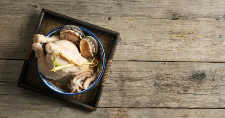 samgyetang,Ginseng Chicken Soup with Abalones