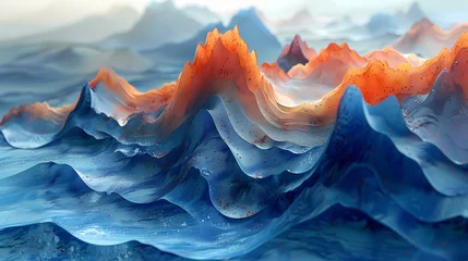 Tuinposter 3d mountains and hills abstract art poster background  © jinzhen