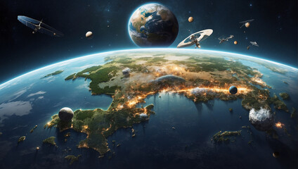 An illustration of a planet being destroyed by an asteroid.

