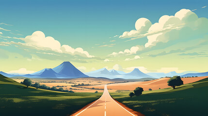 Fototapeta na wymiar hilly highway illustration