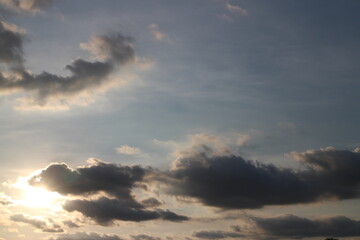 Colorful cloudy sky at sunset. Sky texture, abstract nature background.