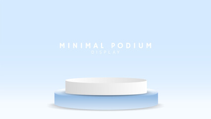 Abstract white and blue podium display ,Minimal podium and crimson background, 3d podium for presentation, Stage for showcase,  illustration 3d Vector EPS 10