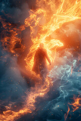 Transcendent Inferno:Journey Into the Ethereal Realm of Eternal Flames - obrazy, fototapety, plakaty