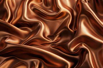 Obraz premium 3d render of abstract chocolate background with wavy satin cloth texture. elegant wallpaper design. wavy silk cloth texture