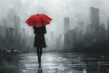 red umbrella, AI generated