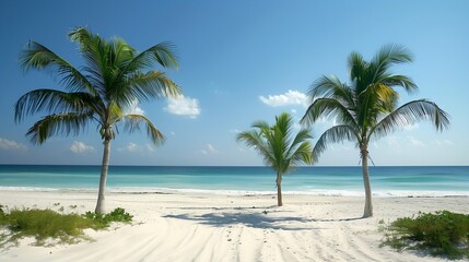 Fototapeta na wymiar palm trees in summer on the beach