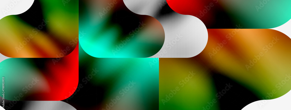 Aufkleber A vibrant and colorful abstract background featuring circles and squares in shades of red and electric blue on a white backdrop, resembling a liquid drink in a glass with a unique pattern