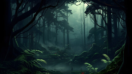 Fototapeta premium dark forest illustration