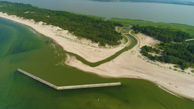 Landscape Breakwater Canal Jamno Mielno Falochron Kanal Aerial View Poland