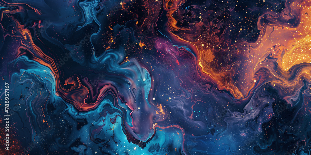 Sticker experiment with unconventional color schemes and gradients to construct an abstract galaxy texture t