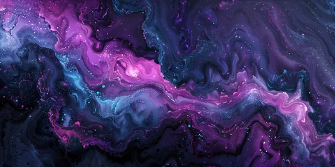 Foto op Canvas Draw inspiration from natural phenomena such as auroras and solar flares to inform the color palette and texture of your abstract galaxy design, infusing it with an otherworldly luminosity and vibranc © Araya