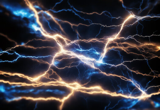 thunder electric current shock lightning power black energy abstract spark plasma blue storm voltage 