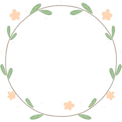 a circle frame with flowers and leaves on it