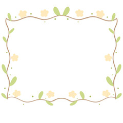 a floral frame with leaves and flowers on a transparent background