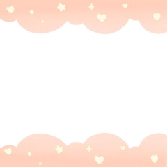 a pink clouds background with hearts and stars