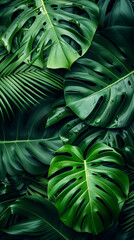 Tropical leaves background. Green leaf banner and floral jungle pattern concept. abstract green leaf texture.