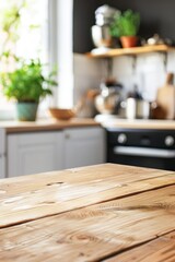 Warm Sunlight Bathes a Modern Kitchen Interior With Wooden Countertops - 788959365