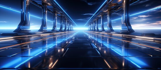Futuristic Sci-Fi Background, Spaceship Interior