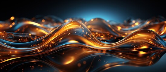 wavy liquid background. Beautiful wave with glowing particles.