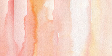 Soft Pink and Orange Watercolor Washes Background on Textured paper